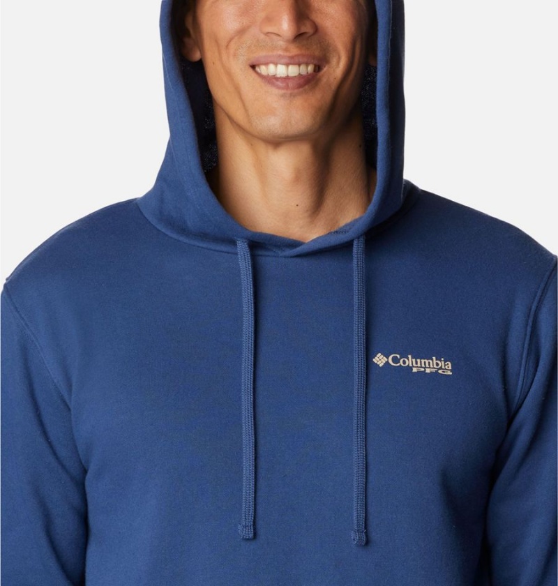 Blue Men's Columbia PFG Sleeve II Graphic Hoodie | BTEUW-6301