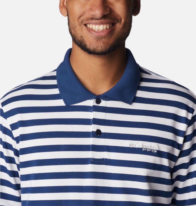 Blue Men's Columbia PFG Super Bonefish Pique Polo Shirt | MAHFX-7129