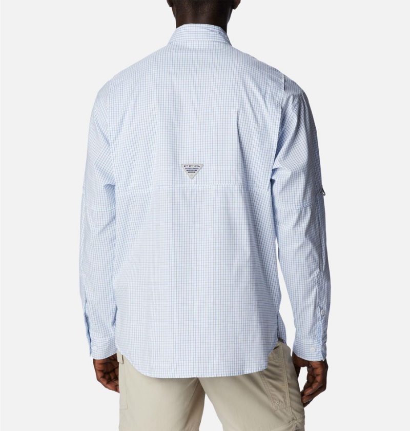 Blue Men's Columbia PFG Super Tamiami Long Sleeve Shirt | CAXUD-5312