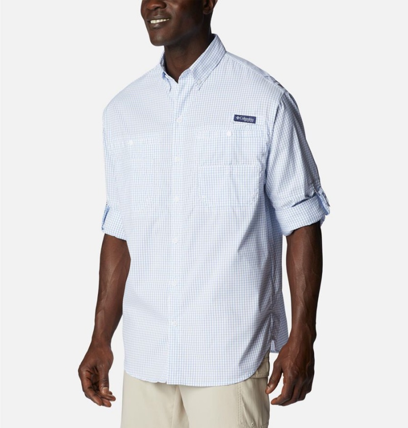 Blue Men's Columbia PFG Super Tamiami Long Sleeve Shirt | CAXUD-5312