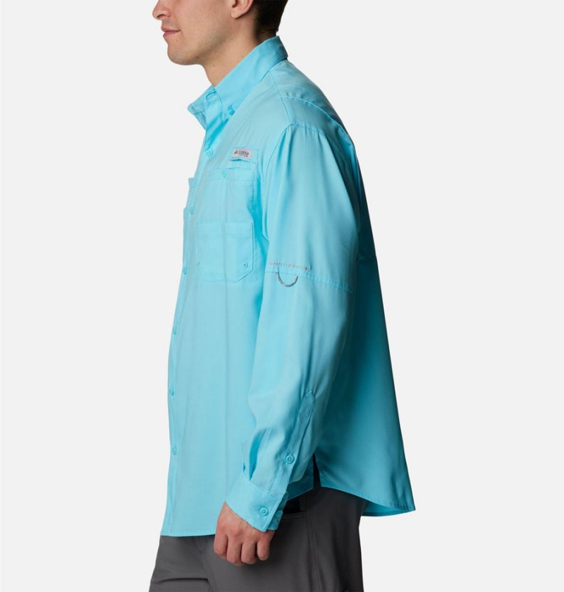 Blue Men's Columbia PFG Tamiami II Long Sleeve Shirt | WEHAD-2659