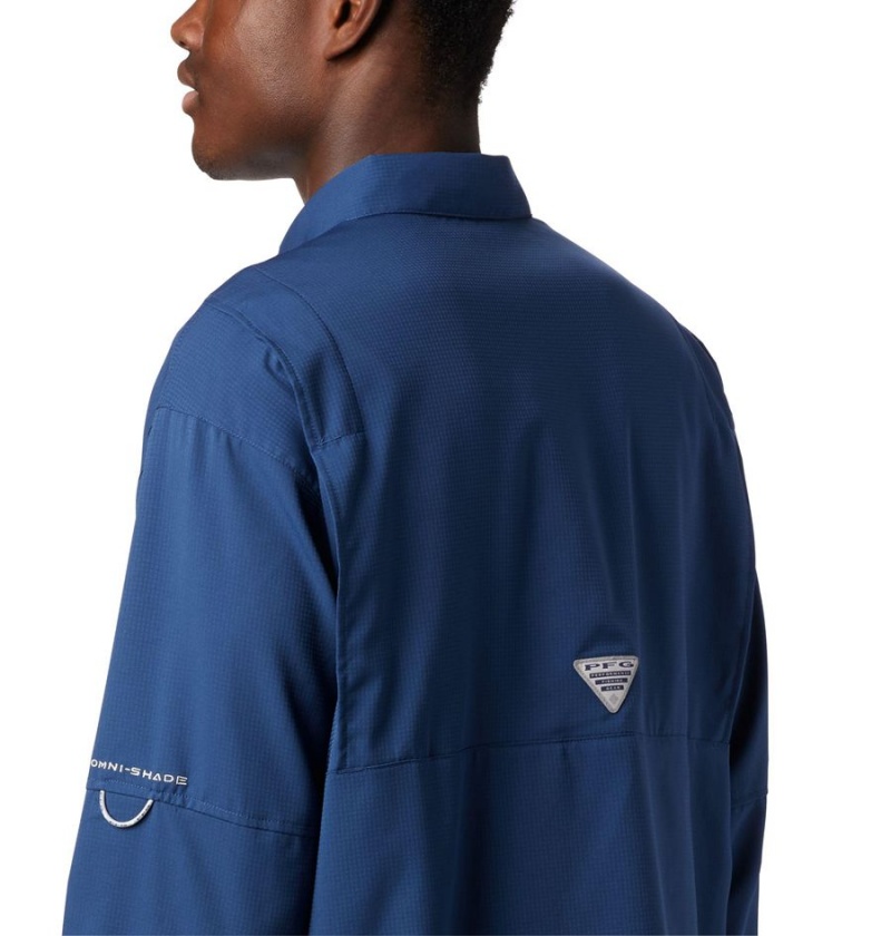 Blue Men's Columbia PFG Tamiami II Long Sleeve Shirt | JTIOF-4073