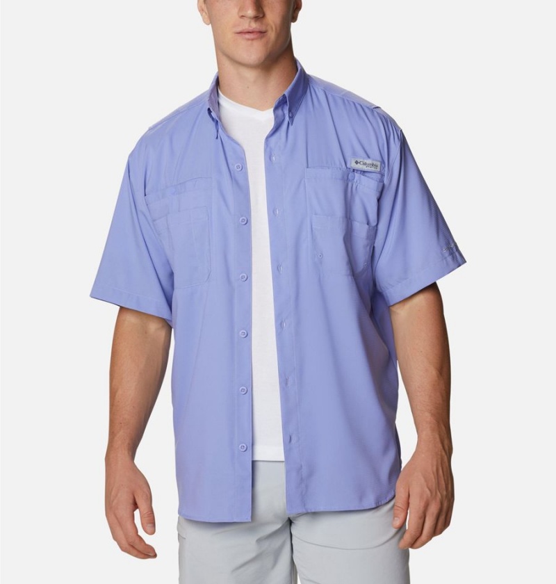 Blue Men\'s Columbia PFG Tamiami II Short Sleeve Shirt | HWBDM-3216