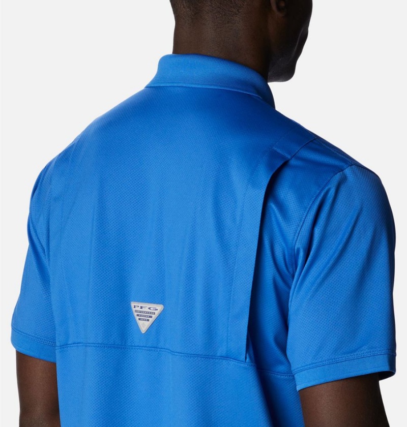 Blue Men's Columbia PFG Tamiami Polo Shirt | XFCGE-9270