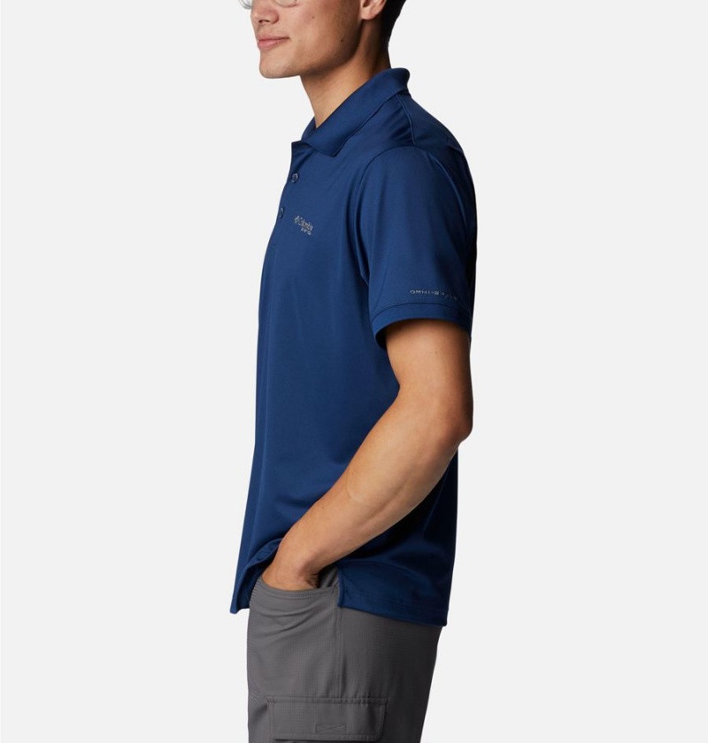 Blue Men's Columbia PFG Tamiami Polo Shirt | HYWUN-7803