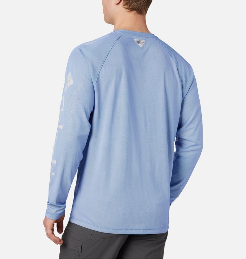 Blue Men's Columbia PFG Terminal Deflector Long Sleeve T-Shirt | UMCYO-8241