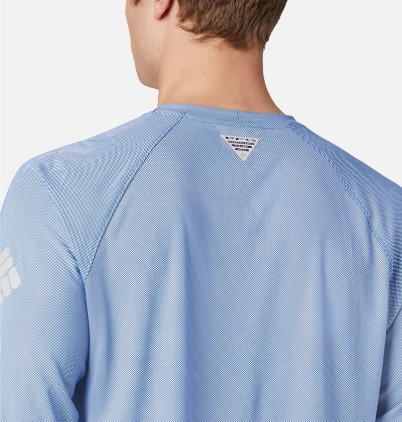 Blue Men's Columbia PFG Terminal Deflector Long Sleeve T-Shirt | UMCYO-8241