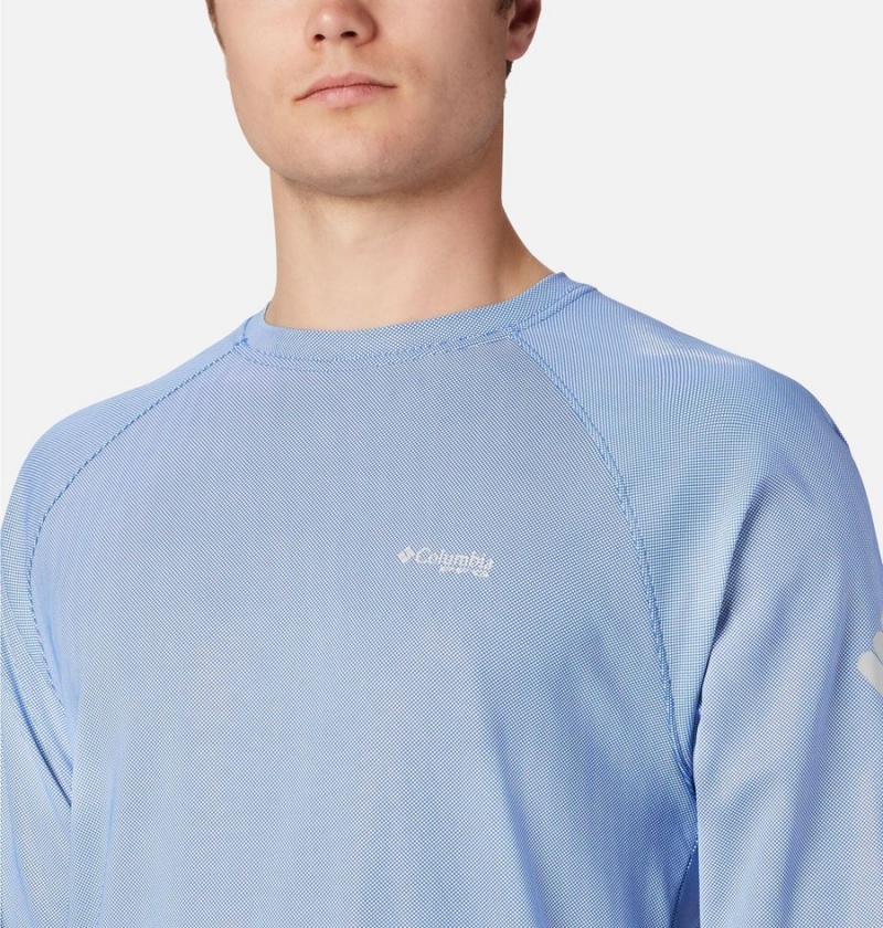 Blue Men's Columbia PFG Terminal Deflector Long Sleeve T-Shirt | UMCYO-8241