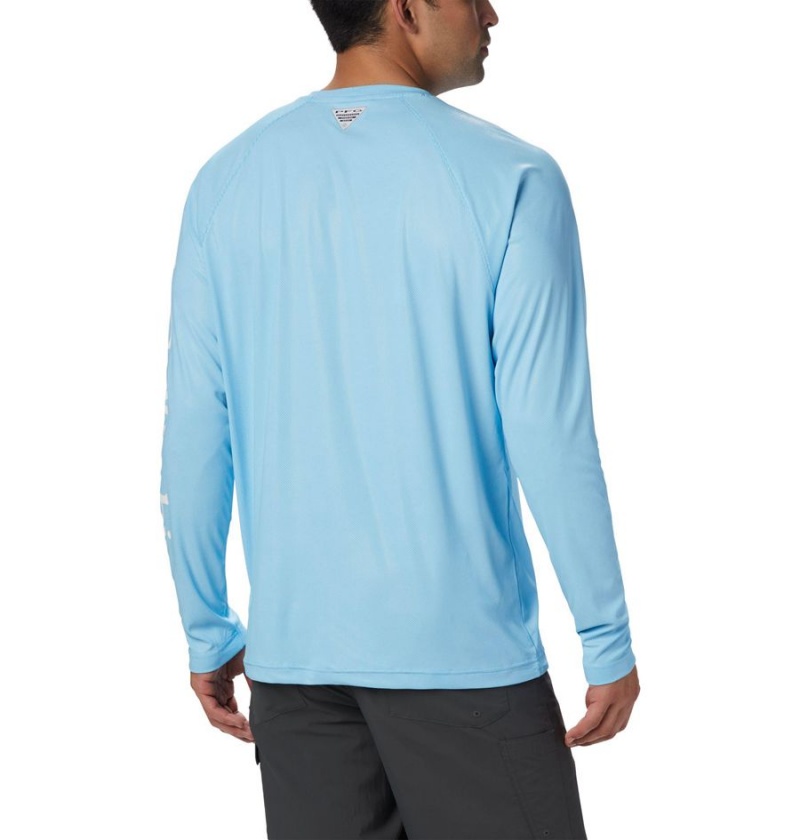 Blue Men's Columbia PFG Terminal Deflector Long Sleeve T-Shirt | FNPQD-7326