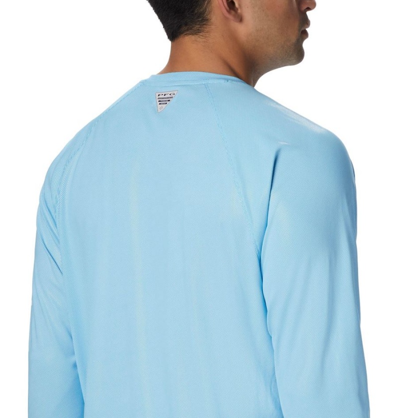 Blue Men's Columbia PFG Terminal Deflector Long Sleeve T-Shirt | FNPQD-7326