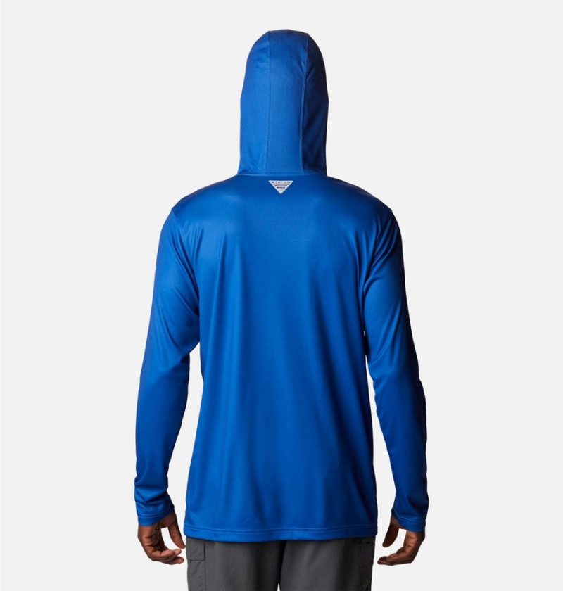 Blue Men's Columbia PFG Terminal Tackle Fish Flag Hoodie | WAQSF-3706