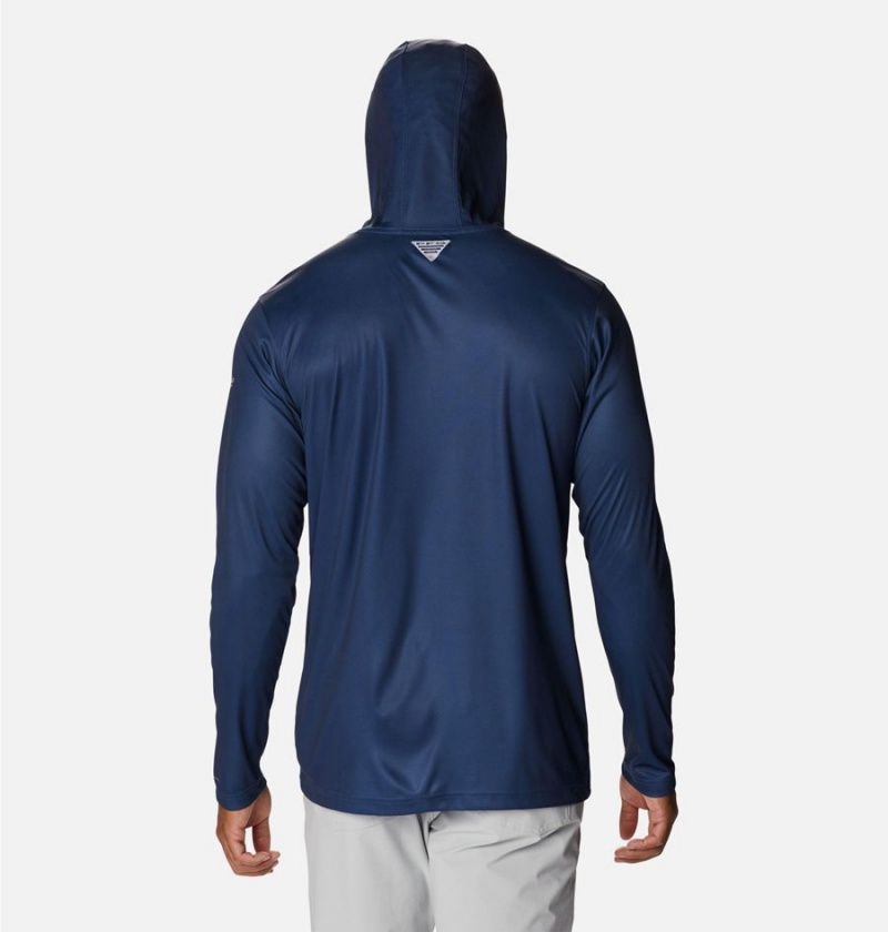 Blue Men's Columbia PFG Terminal Tackle Fish Flag Hoodie | LKJVO-5639