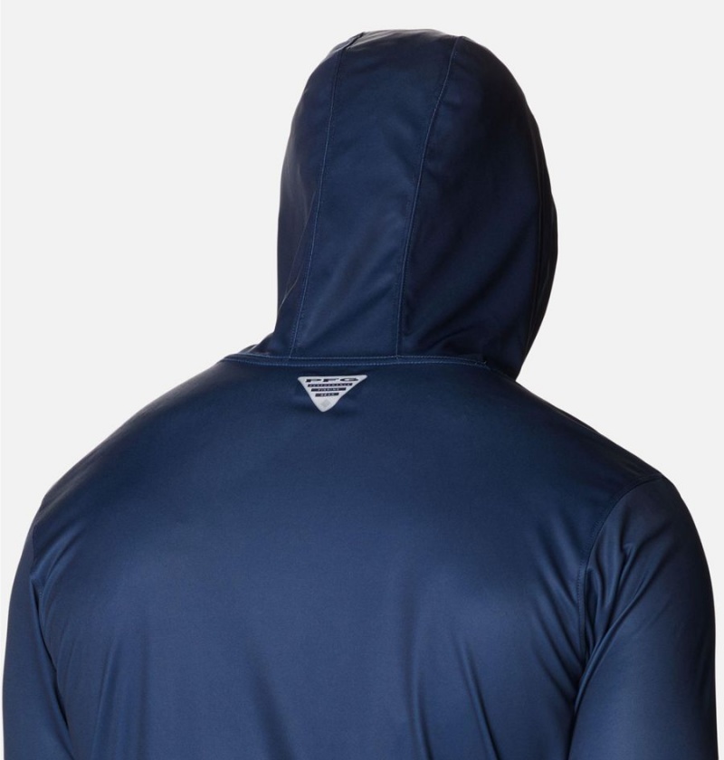 Blue Men's Columbia PFG Terminal Tackle Fish Flag Hoodie | LKJVO-5639