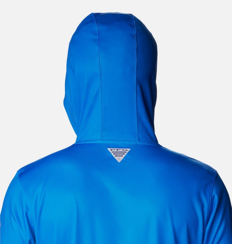 Blue Men's Columbia PFG Terminal Tackle Fish Flag Hoodie | GEWTP-4206