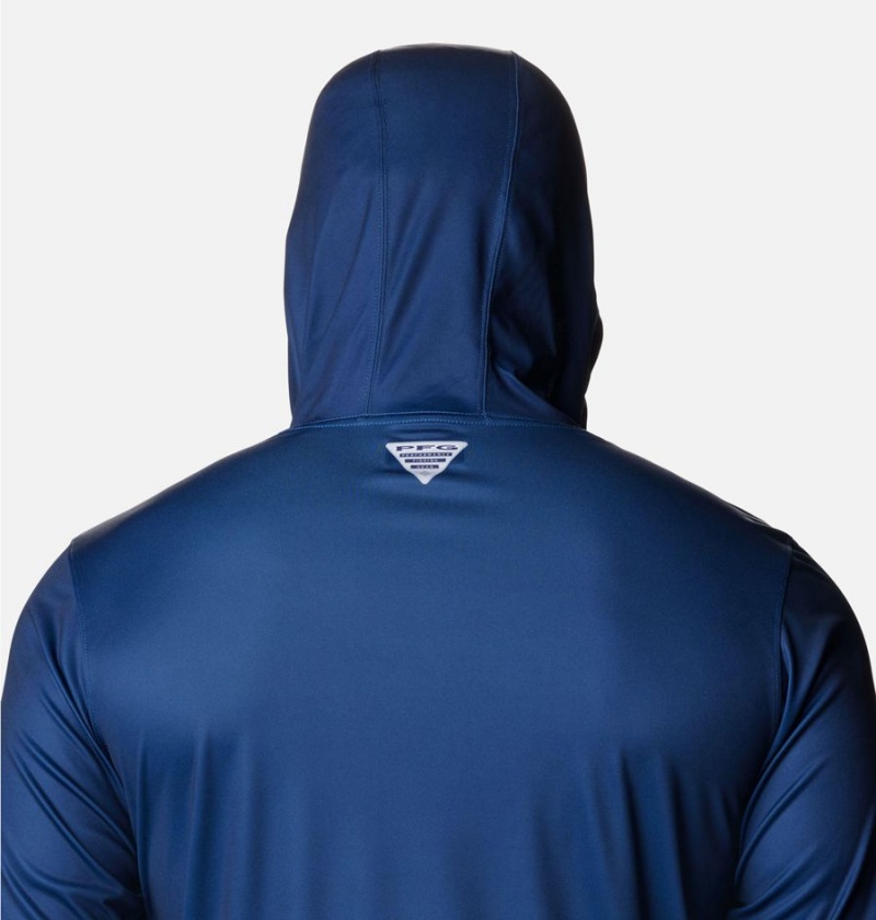 Blue Men's Columbia PFG Terminal Tackle Fish Flag Hoodie | AGKNS-5127