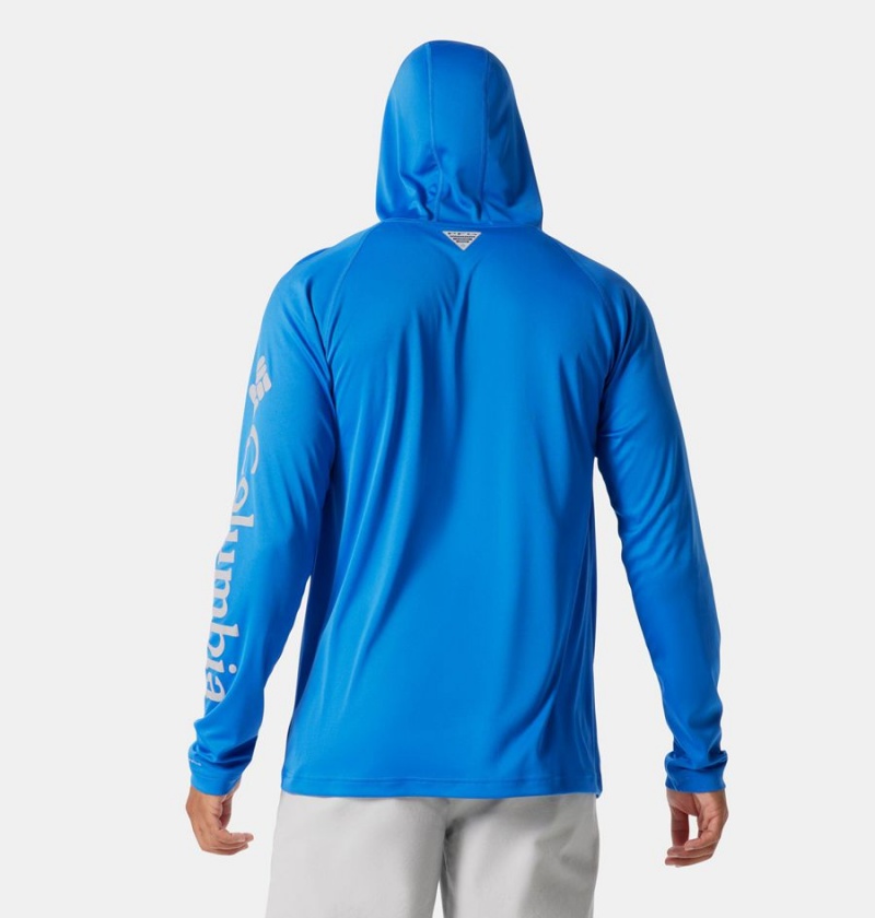 Blue Men's Columbia PFG Terminal Tackle Hoodie | VNFTM-5634