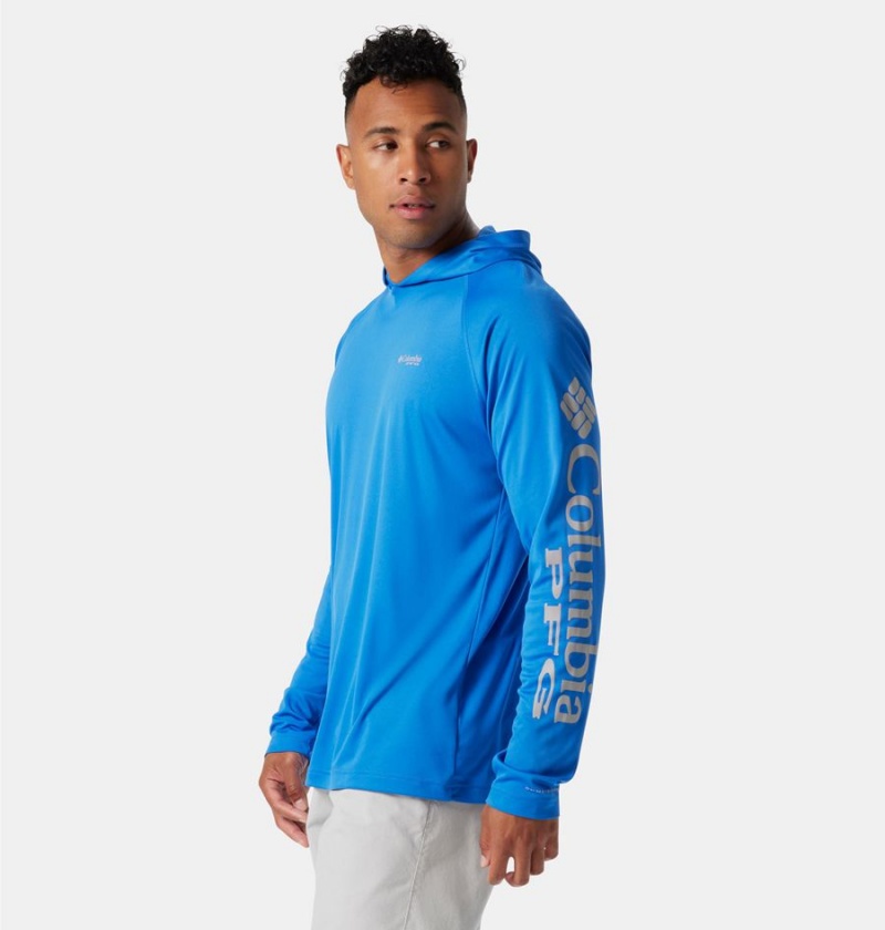 Blue Men's Columbia PFG Terminal Tackle Hoodie | VNFTM-5634