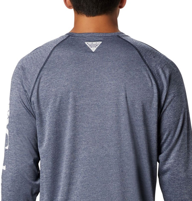 Blue Men's Columbia PFG Terminal Tackle Heather Long Sleeve T-Shirt | ZVQGJ-2140