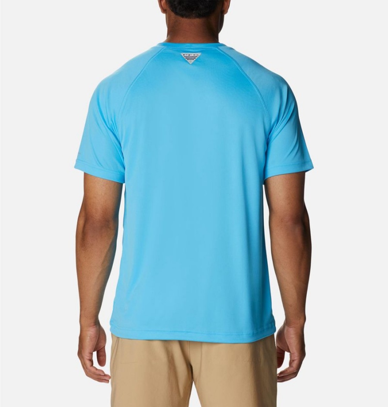 Blue Men's Columbia PFG Terminal Tackle Heather Short Sleeve T-Shirt | CEXRG-2340