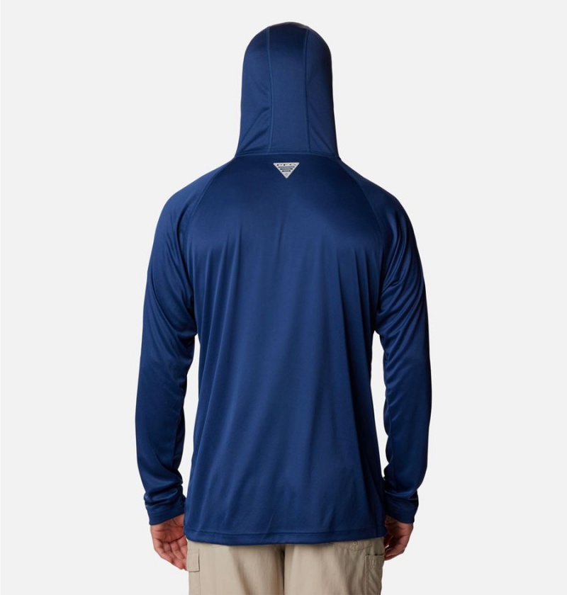 Blue Men's Columbia PFG Terminal Tackle Hoodie | NJQGT-2801