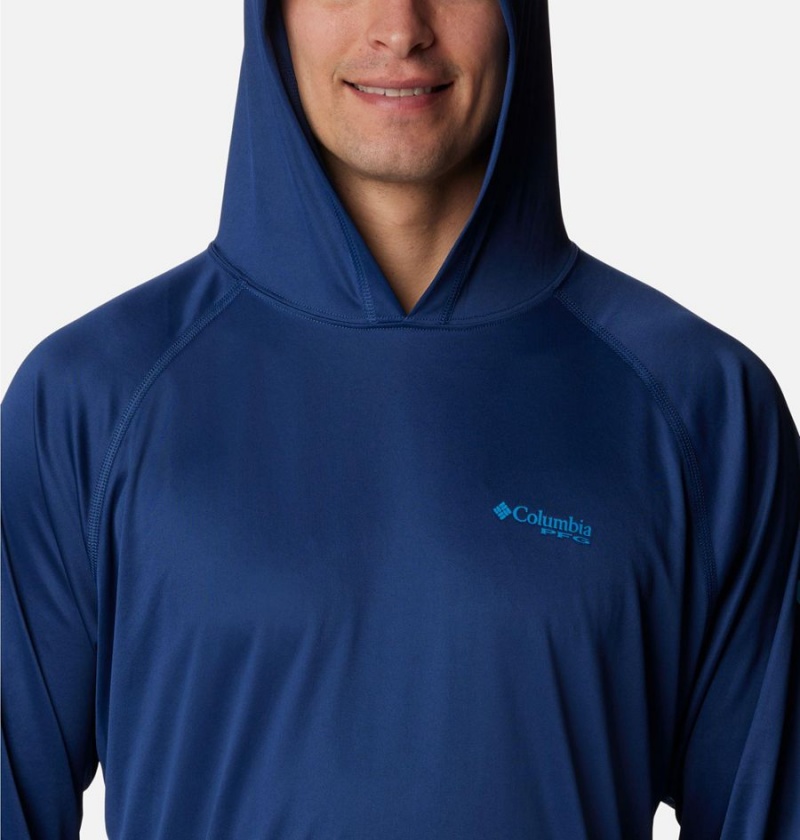 Blue Men's Columbia PFG Terminal Tackle Hoodie | NJQGT-2801