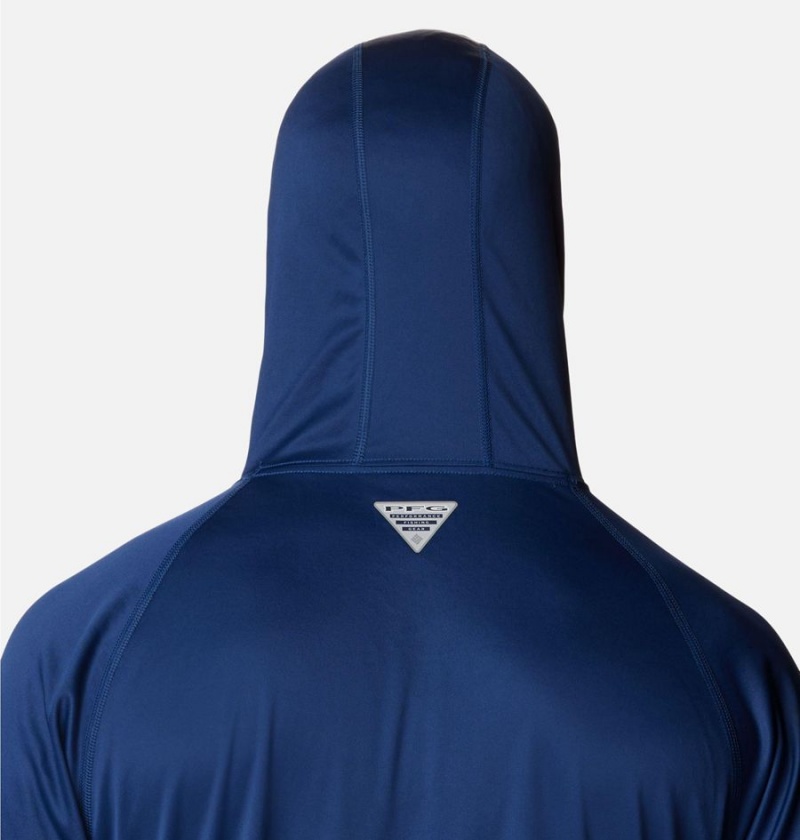 Blue Men's Columbia PFG Terminal Tackle Hoodie | NJQGT-2801