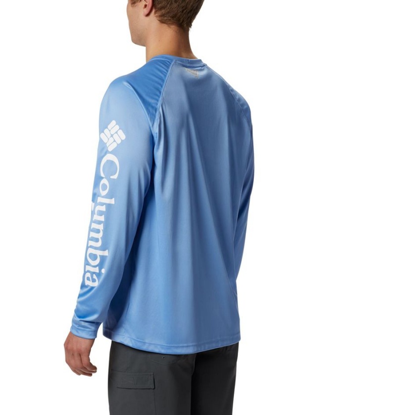 Blue Men's Columbia PFG Terminal Tackle Long Sleeve T-Shirt | ILPNS-1460