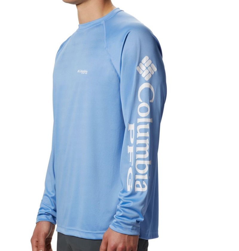 Blue Men's Columbia PFG Terminal Tackle Long Sleeve T-Shirt | ILPNS-1460