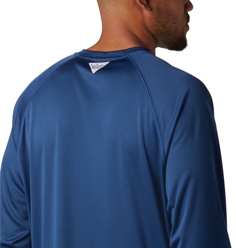 Blue Men's Columbia PFG Terminal Tackle Long Sleeve T-Shirt | KLXPA-8506