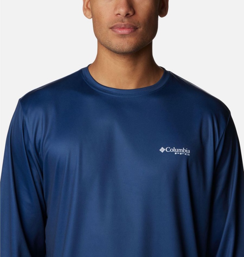 Blue Men's Columbia PFG Terminal Tackle Statetriot Long Sleeve T-Shirt | ETCWL-7426