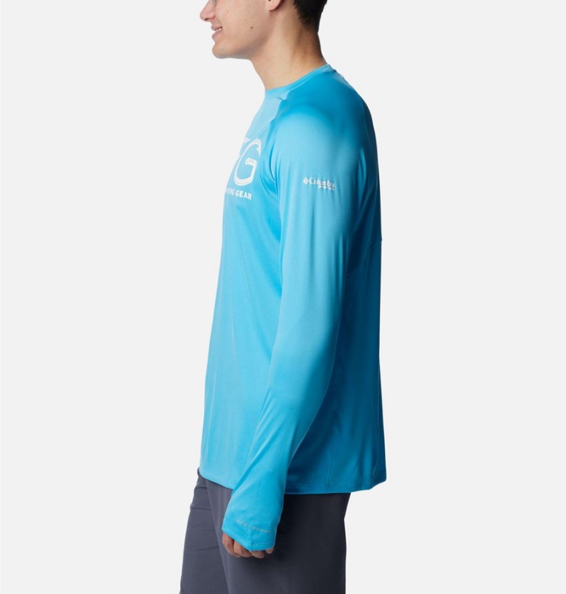 Blue Men's Columbia PFG Terminal Tackle Vent Long Sleeve T-Shirt | EHNLC-1723