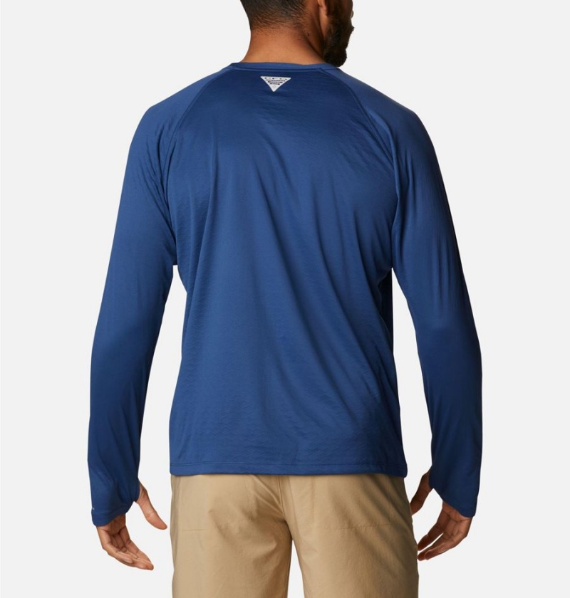 Blue Men's Columbia PFG Zero Rules Ice Long Sleeve T-Shirt | XNYTV-7326