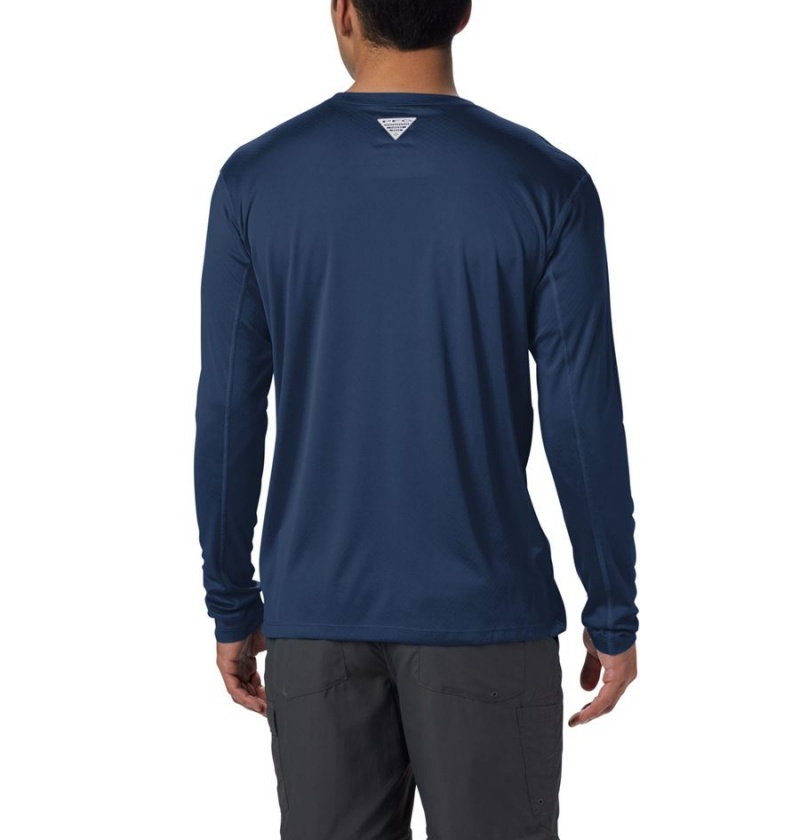 Blue Men's Columbia PFG Zero Rules Long Sleeve T-Shirt | SFWTH-9841