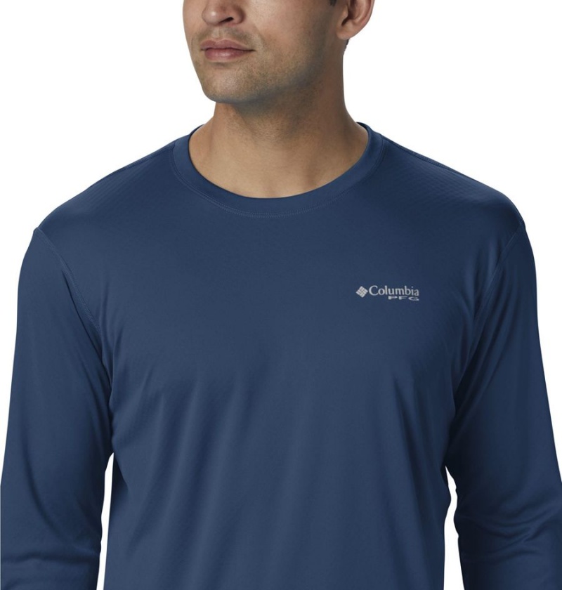 Blue Men's Columbia PFG Zero Rules Long Sleeve T-Shirt | SFWTH-9841