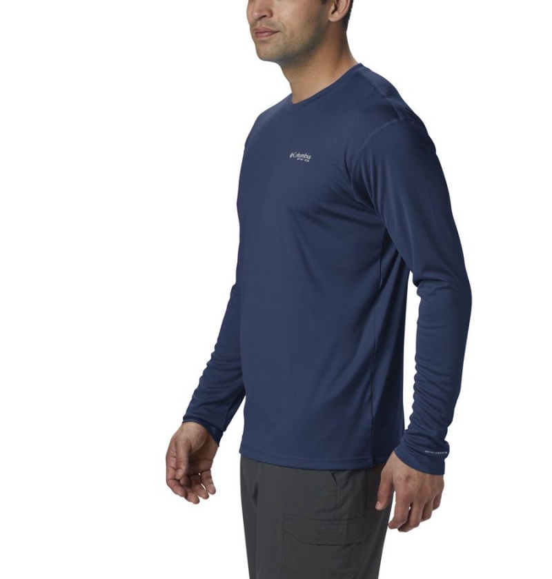 Blue Men's Columbia PFG Zero Rules Long Sleeve T-Shirt | SFWTH-9841