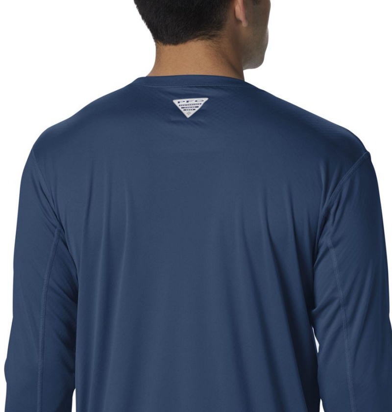 Blue Men's Columbia PFG Zero Rules Long Sleeve T-Shirt | SFWTH-9841