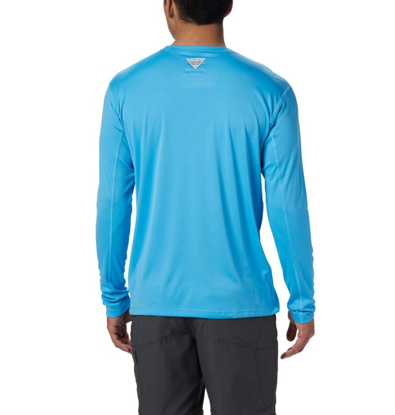 Blue Men's Columbia PFG Zero Rules Long Sleeve T-Shirt | LYPHB-3782