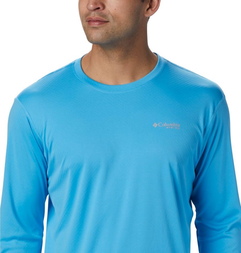 Blue Men's Columbia PFG Zero Rules Long Sleeve T-Shirt | LYPHB-3782