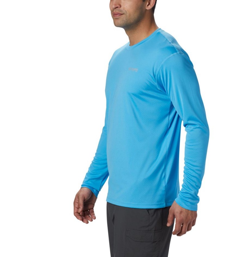 Blue Men's Columbia PFG Zero Rules Long Sleeve T-Shirt | LYPHB-3782