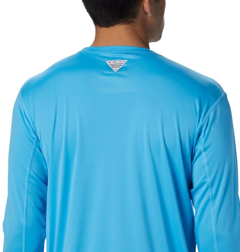 Blue Men's Columbia PFG Zero Rules Long Sleeve T-Shirt | LYPHB-3782