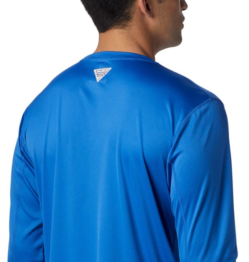 Blue Men's Columbia PFG Zero Rules Long Sleeve T-Shirt | BKJUS-6452