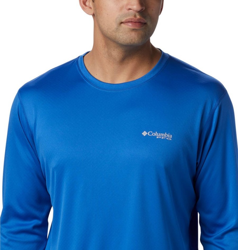 Blue Men's Columbia PFG Zero Rules Long Sleeve T-Shirt | BKJUS-6452