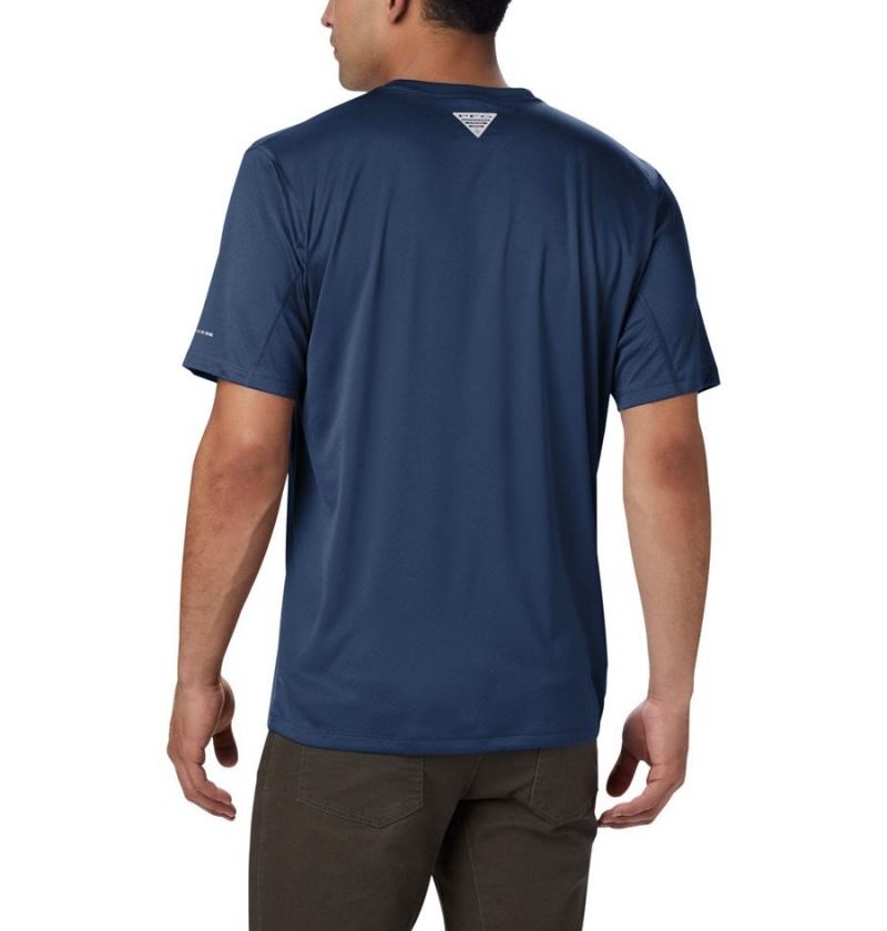 Blue Men's Columbia PFG Zero Rules Short Sleeve T-Shirt | DLRHP-6913