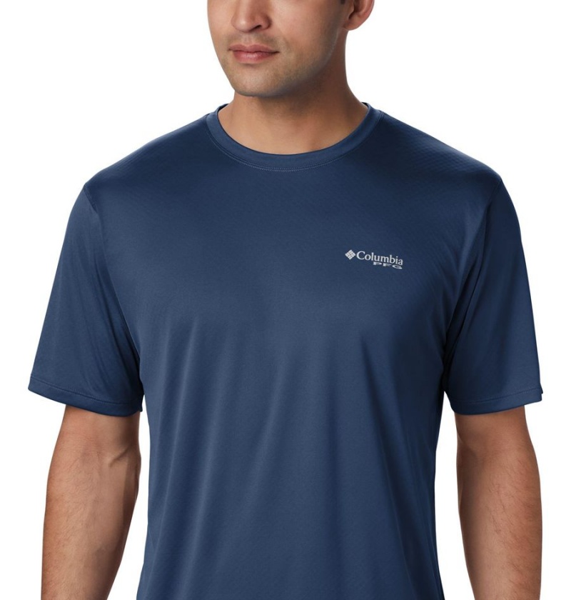 Blue Men's Columbia PFG Zero Rules Short Sleeve T-Shirt | DLRHP-6913