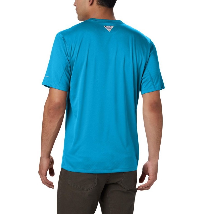 Blue Men's Columbia PFG Zero Rules Short Sleeve T-Shirt | NXSVM-1873