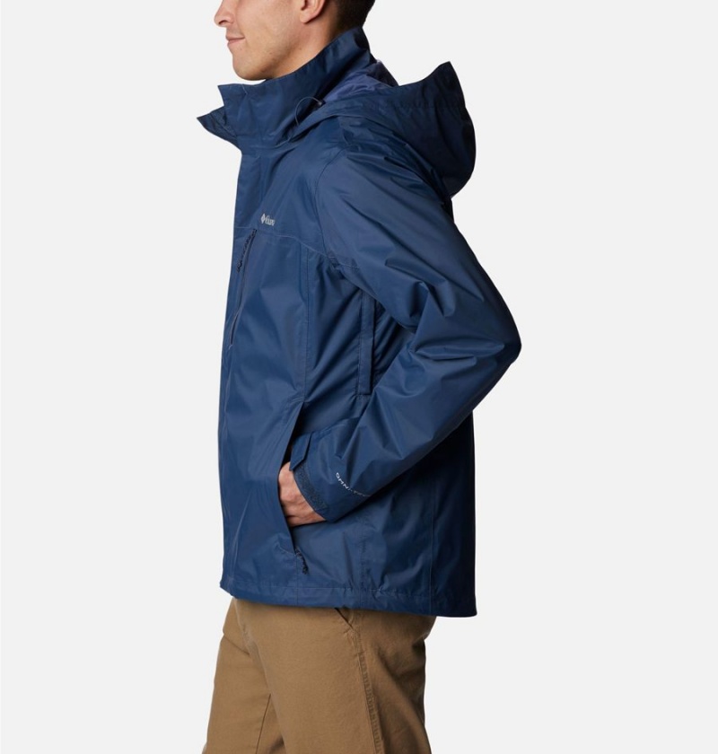 Blue Men's Columbia Pouration Rain Jacket | JEMPH-9706