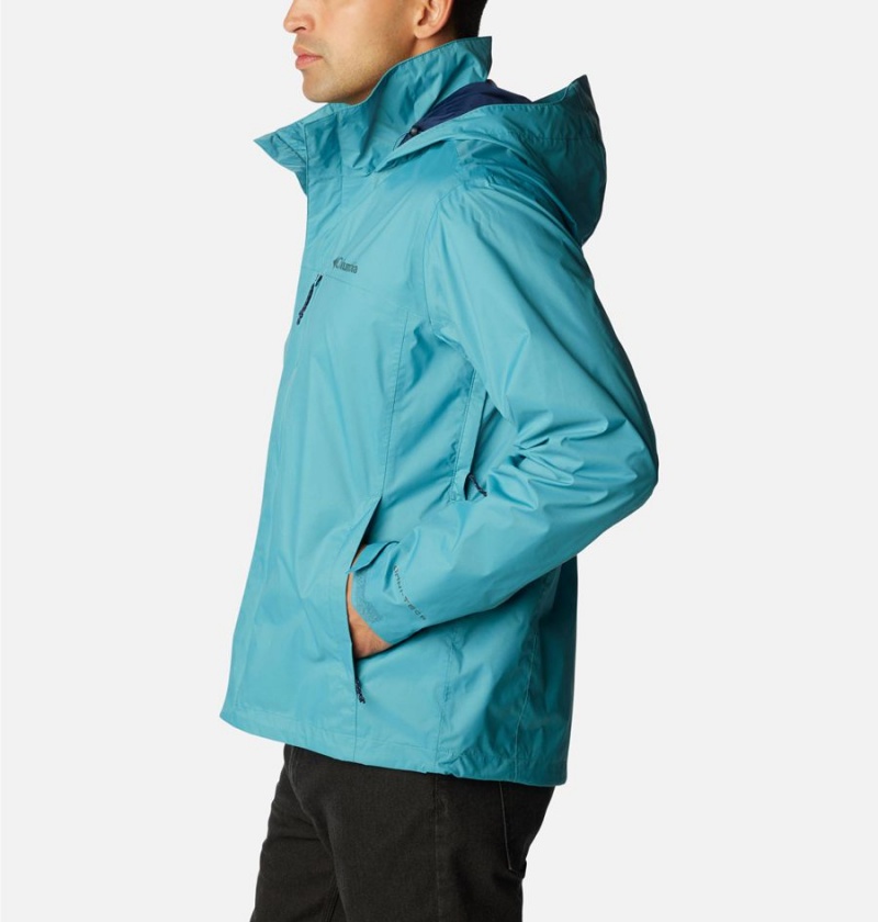 Blue Men's Columbia Pouration Rain Jacket | ROLBJ-2596