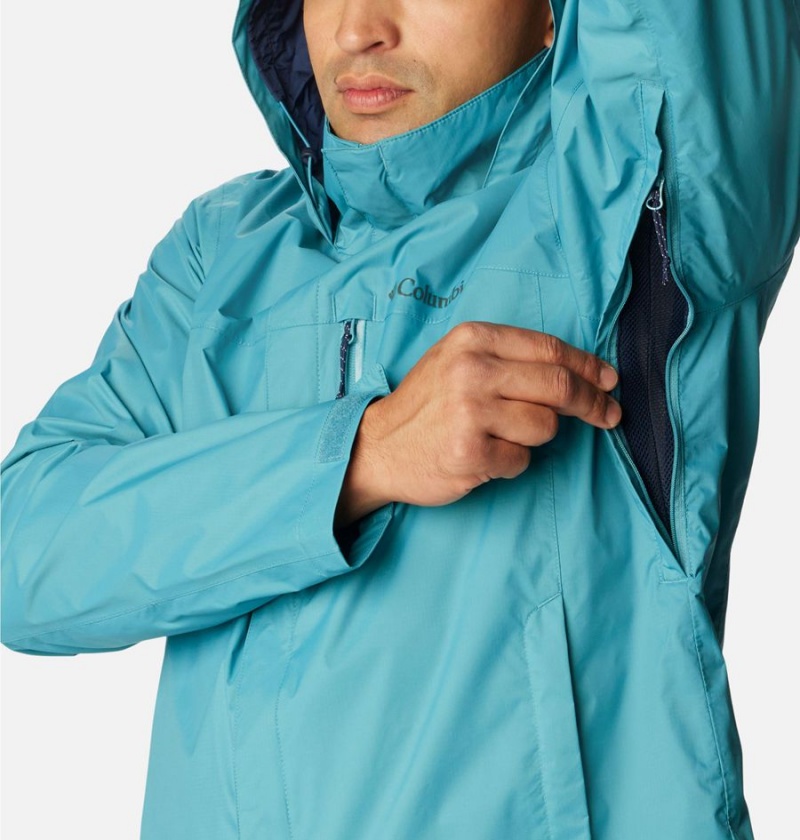 Blue Men's Columbia Pouration Rain Jacket | ROLBJ-2596