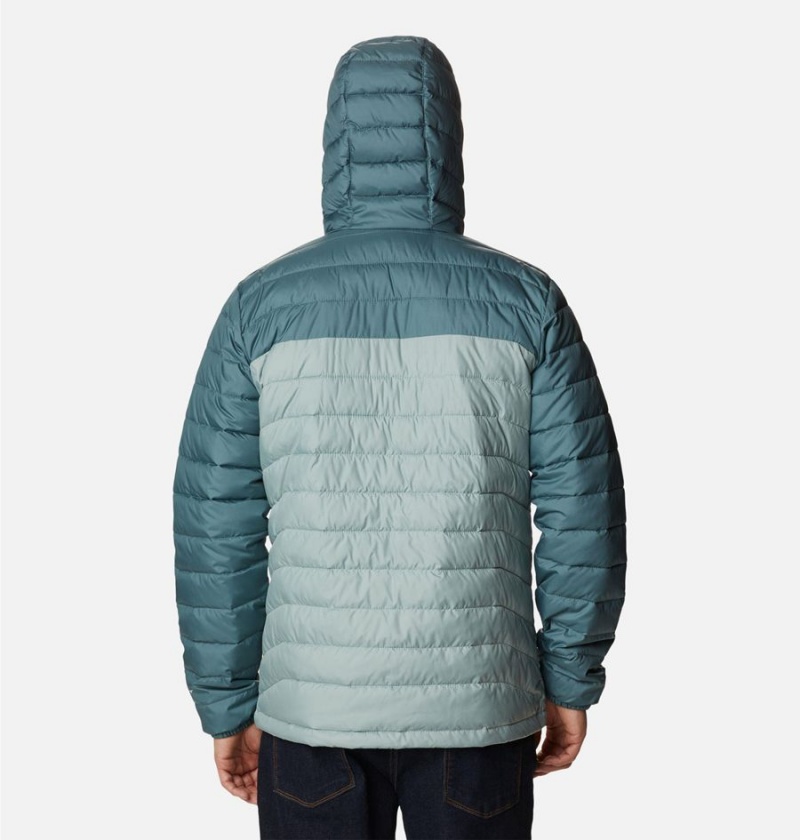 Blue Men's Columbia Powder Lite Hooded Insulated Puffer Jacket | IHDFC-0426