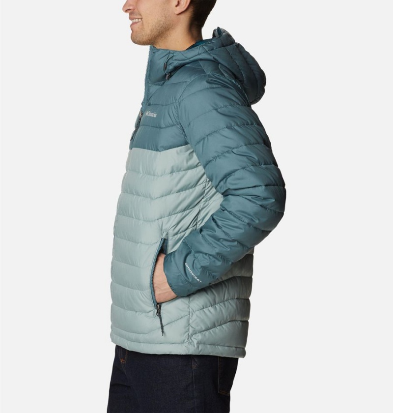 Blue Men's Columbia Powder Lite Hooded Insulated Puffer Jacket | IHDFC-0426